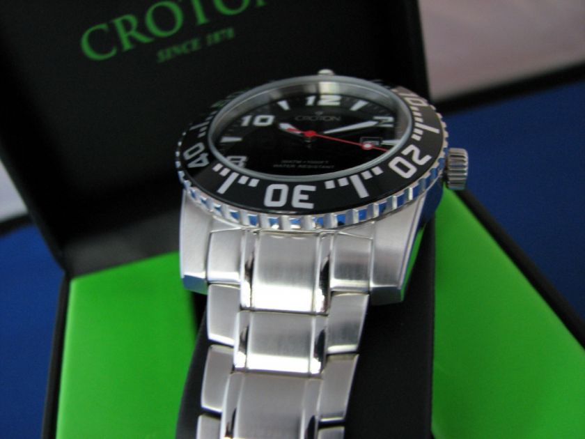 CROTON CA301048SSBK 30 ATM Quartz Date Watch MSRP $325.00  