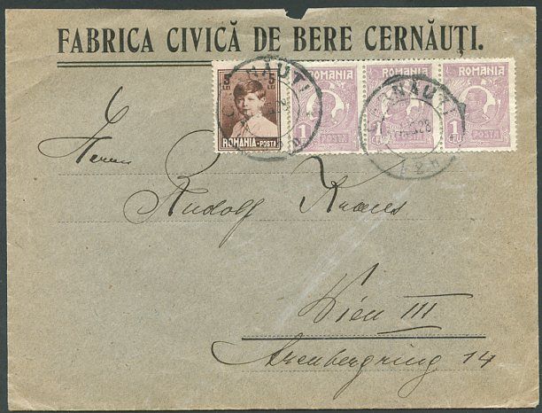 ROMANIA TO AUSTRIA Old Cover w/Advertising VF  