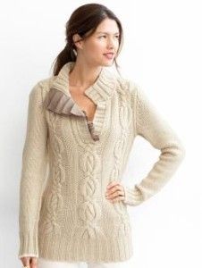 Banana Republic Heritage Ruffle Cable Henley Sweater XS $ 120.00 