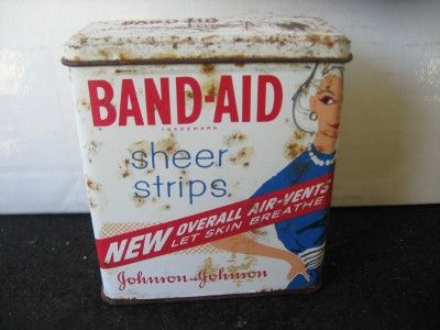 VINTAGE 1950s JOHNSON & JOHNSON BAND AID TIN  