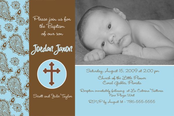 Baptism PHOTO Invitations BOY   YOU PRINT Hi Res File  