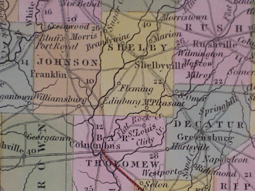 1845 Tanner A New Map of Indiana with its roads  