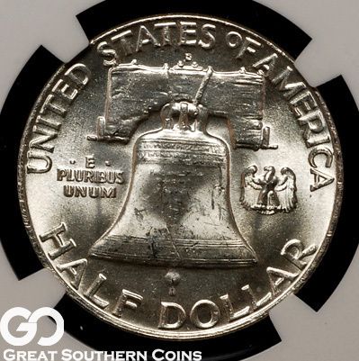 1958 D NGC Franklin Half Dollar NGC MS 64 FULL BELL LINES  