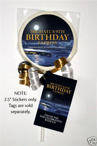 12 POLAR EXPRESS Birthday Party LOLLIPOP STICKERS  