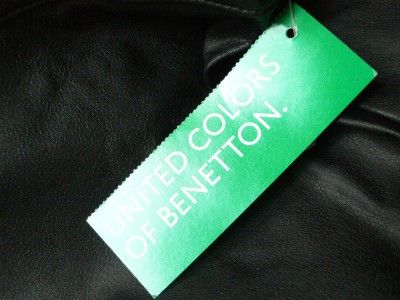 Benetton Black Pleather Faux Leather Pants NWT 46 10  