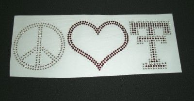 Peace Love Texas Tech Rhinestone Iron On Transfer Bling  