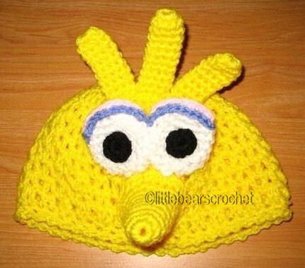 Boutique Crocheted Sesame Street BIG BIRD Hat Beanie  