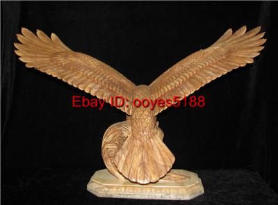   ox bone carved handicraft big eagle step sea waves statue 29  