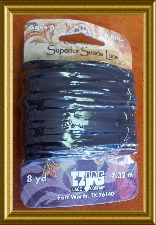 BLACK TEJAS SUEDE LACE 1/8 x 8 yards 5120 01 Tandy Leather Craft Card 