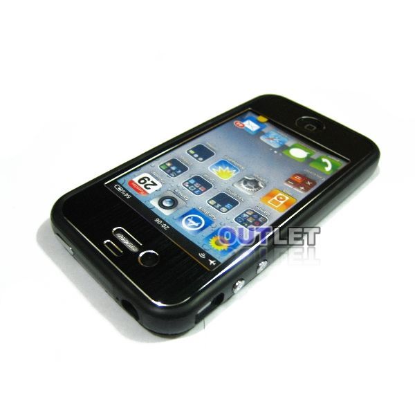 Black Aluminium Sticker Skin Cover+Bumper Case+Screen Protector For 