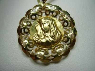 Beautiful 18K Yellow Gold Blessed Mother Medal  