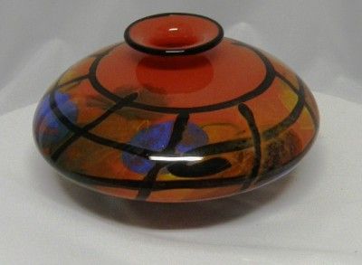 Ioan Nemtoi  Amphora OZN Red Karo   Blown glass art  