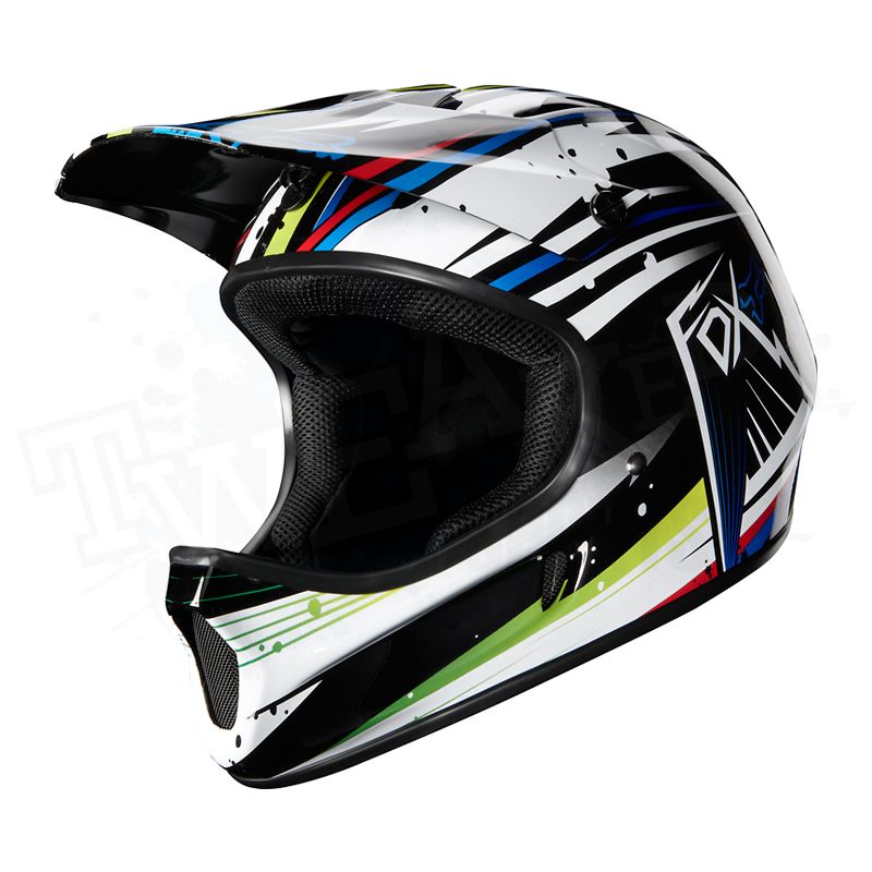   Rampage DH MTB Full Face Bicycle Helmet   White / Blue   Small  