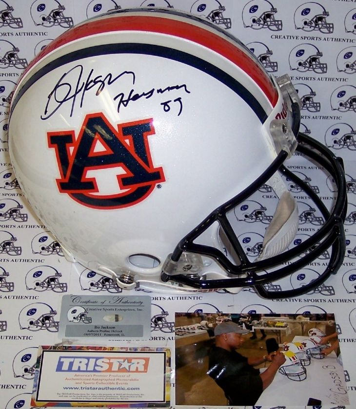 BO JACKSON SIGNED AUBURN FULLSIZE PRO HELMET 85 HEISMAN  