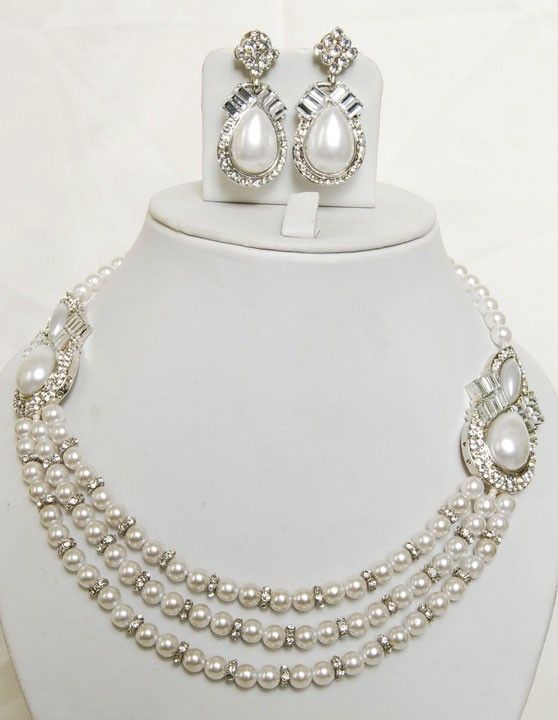 bollywood fashion Pearl necklace and earrings set S82  