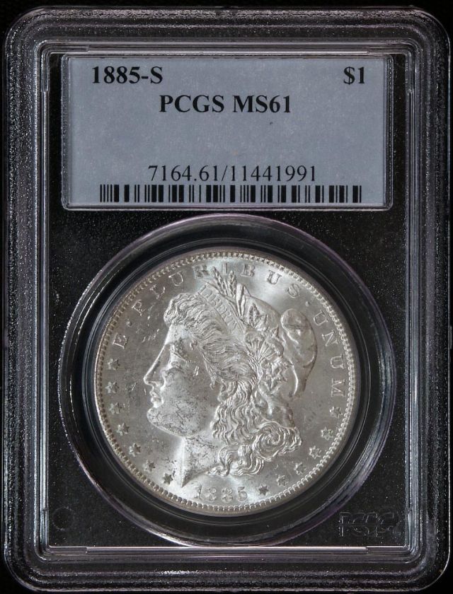 1885 S Morgan Silver Dollar PCGS MS61  