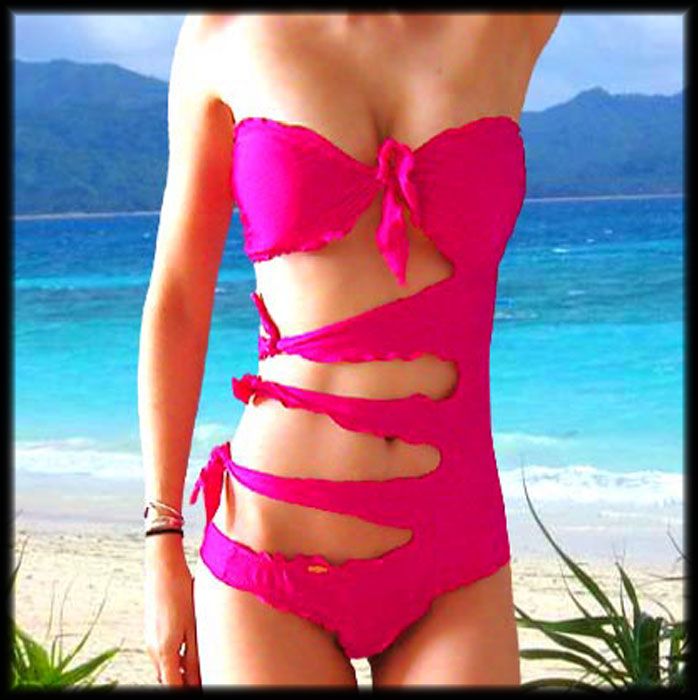 VICTORIAS SECRET LULI FAMA PINK ONE PIECE SWIM SWIMSUIT  