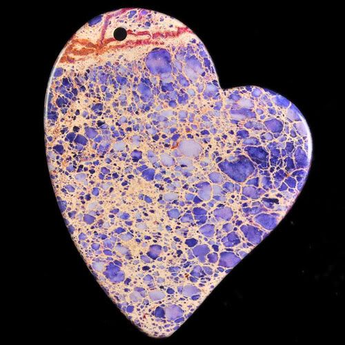 g24276 49x40x6 Sea Sediment Jasper Heart Pendant Bead  