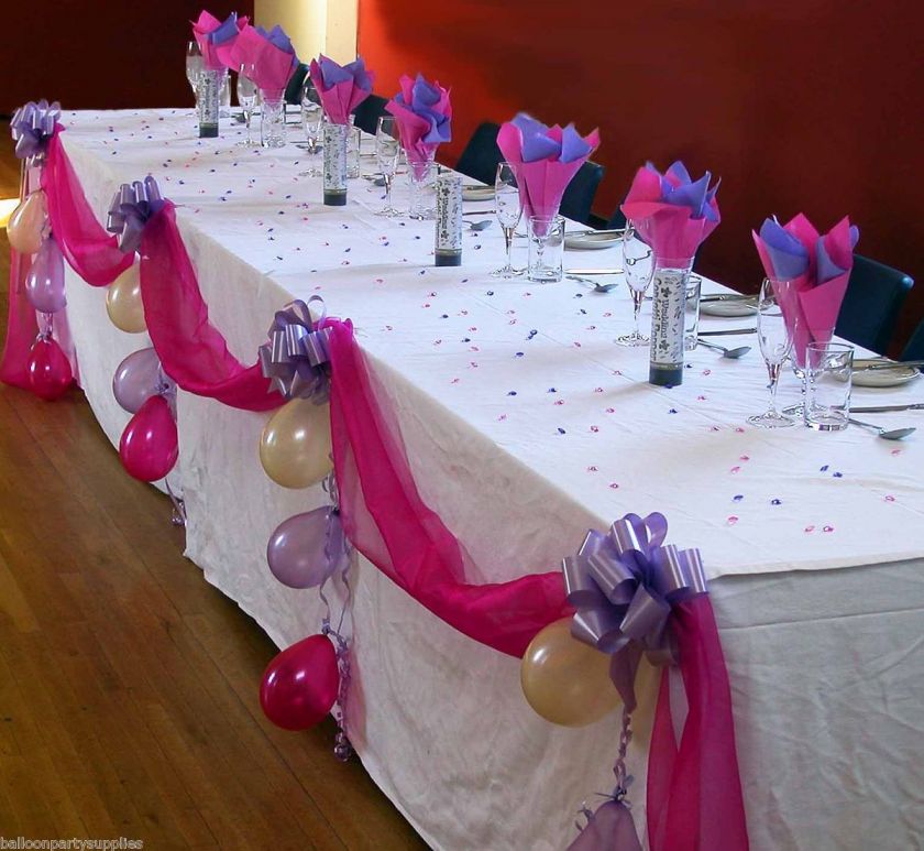  Top Table DIY Decoration Kit Organza Fabric Swags Pull Bows & Balloons