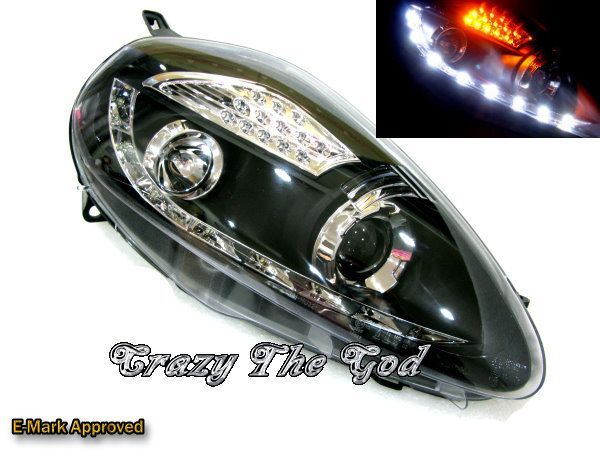 Grande Punto 05 08 Pro R8Look HEADLIGHT W/LED BK FIAT  