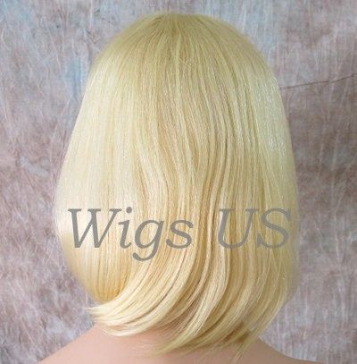 HUMAN HAIR WIGS 100% Real Human Hair Medium Bob bangs Wig Blonde Brown 