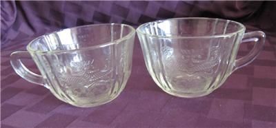 Vintage Federal Glass Madrid Clear Etched Cups Only 1932 1939 Lot of 2 