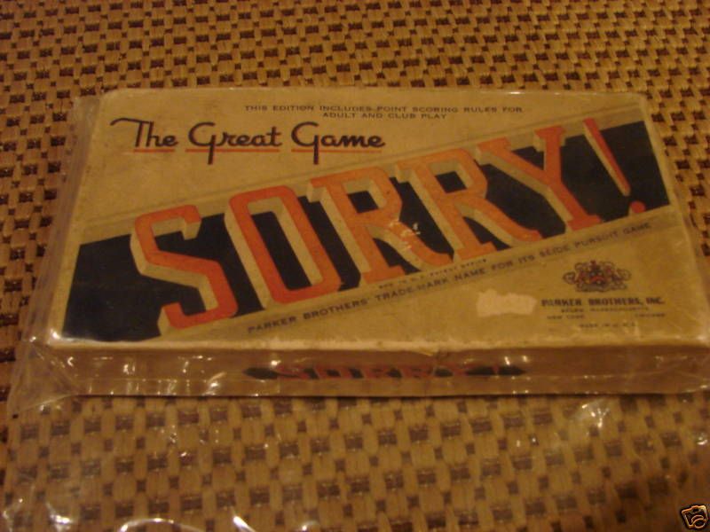 SORRY BOARD GAME 1950  