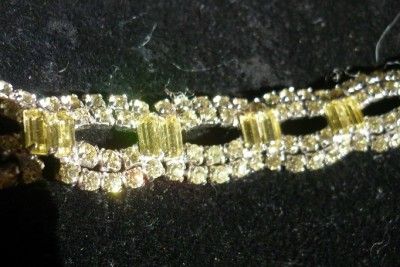 VINTAGE YELLOW ICE PRONG SET RHINESTONE BRACELET  