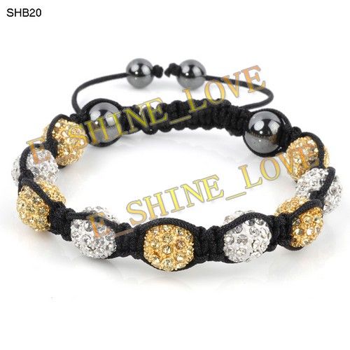 10mm CZ Disco Ball(9Pcs) Crystal Macrame Bracelets+30 Mix Colours 