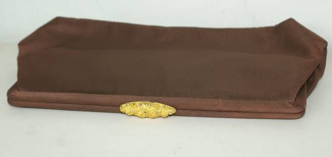 Vintage MM Morris Moskowitz Brown Fabric Clutch Evening Bag Purse 