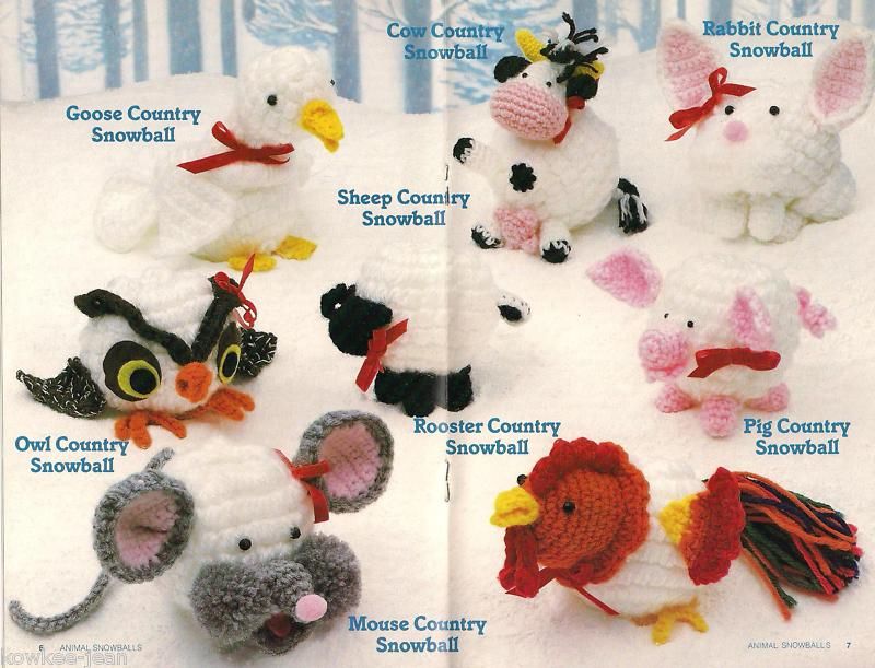 Snowball animals patterns to crochet Annies see pics  