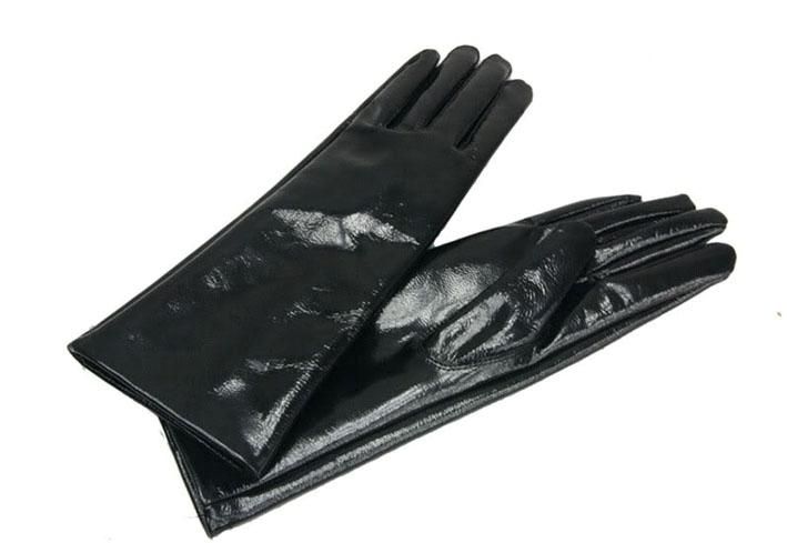 30cm(11.8)long patent leather evening gloves*black  