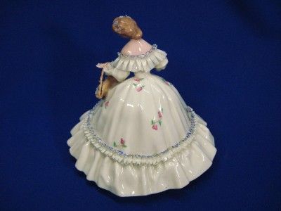 LENOX GREEN MARK FIGURINE LADY IN HOOP SKIRT W/ FLOWERS  