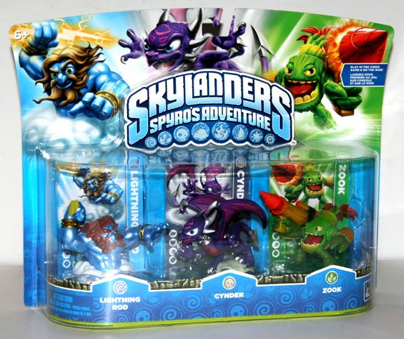 Skylanders LIGHTNING ROD CYNDER ZOOK 3 figure Pack MIB NEW IN HAND 