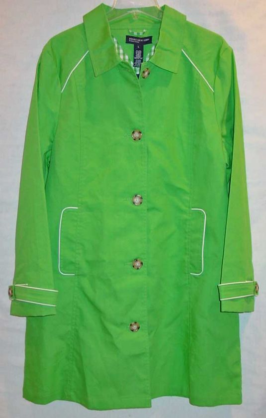 JONES NY SIGNATURE LADIES GREEN RAINCOAT SIZE LARGE NWT  