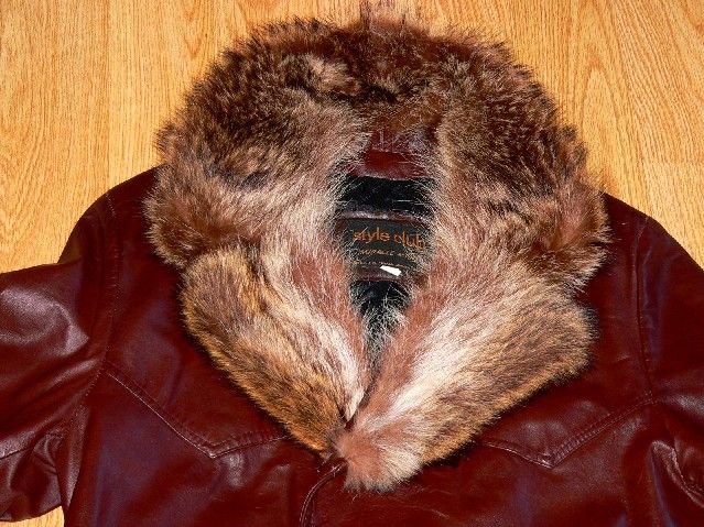 STYLE CLUB MEN VINTAGE LONG GENUINE COW LEATHER COAT REAL RACCOON FUR 