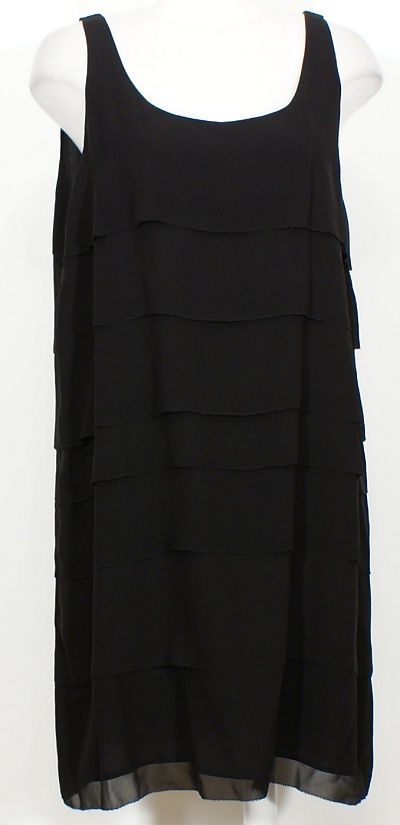 NWT EILEEN FISHER Black Sheer Silk Tiered Layer Dress 3X  
