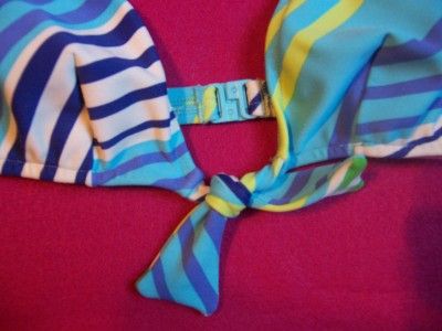 SALINAS Blue/Green Striped Bikini Swimwear XS NWT  