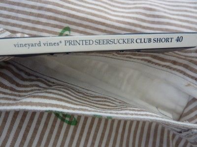   Vines Printed Seersucker Club Short 40 $98 Palm Trees Otter  