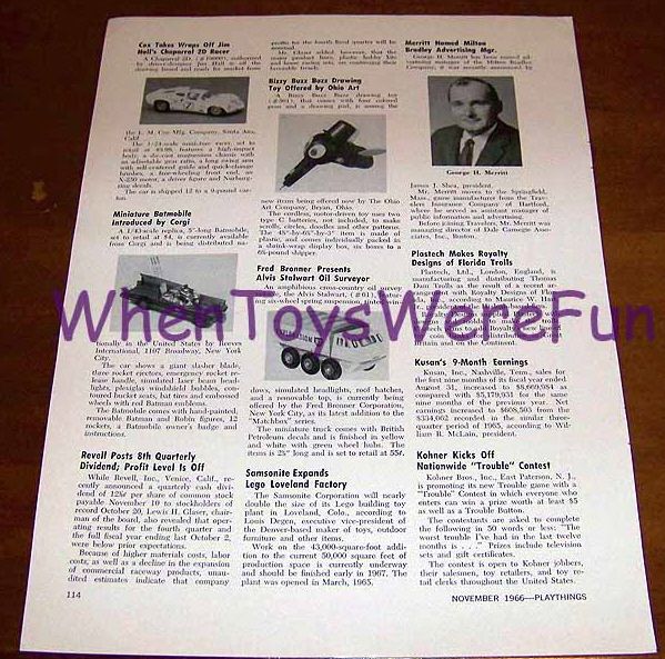 1966 Corgi Miniature Batmobile & Bronner Trade Article  