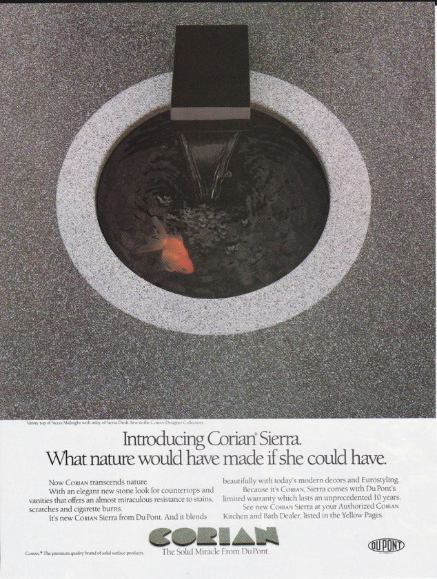 1988 CORIAN SIERRA COUNTERTOPS Vintage Print Ad DU PONT  