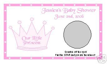 SCRATCH OFF CARDS LITTLE PRINCESS GIRL BABY SHOWER GAME  