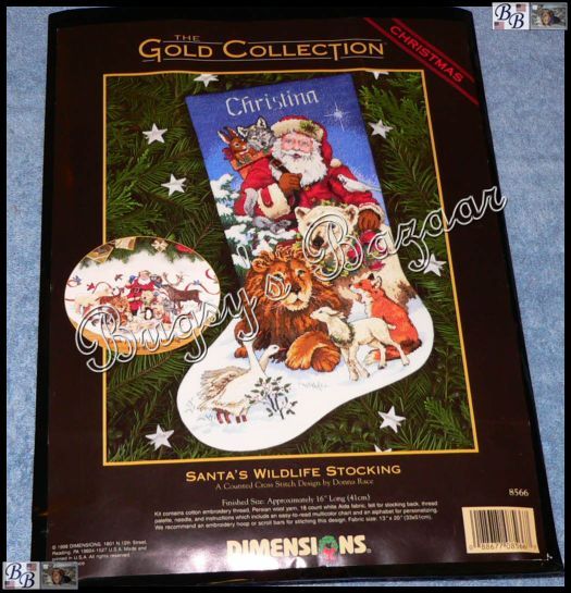 Dimensions Gold SANTA’S WILDLIFE STOCKING Christmas Counted Cross 