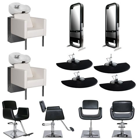 New Salon Chair, Double Station, Shampoo Bowl Sink, Mat Package EB 02 