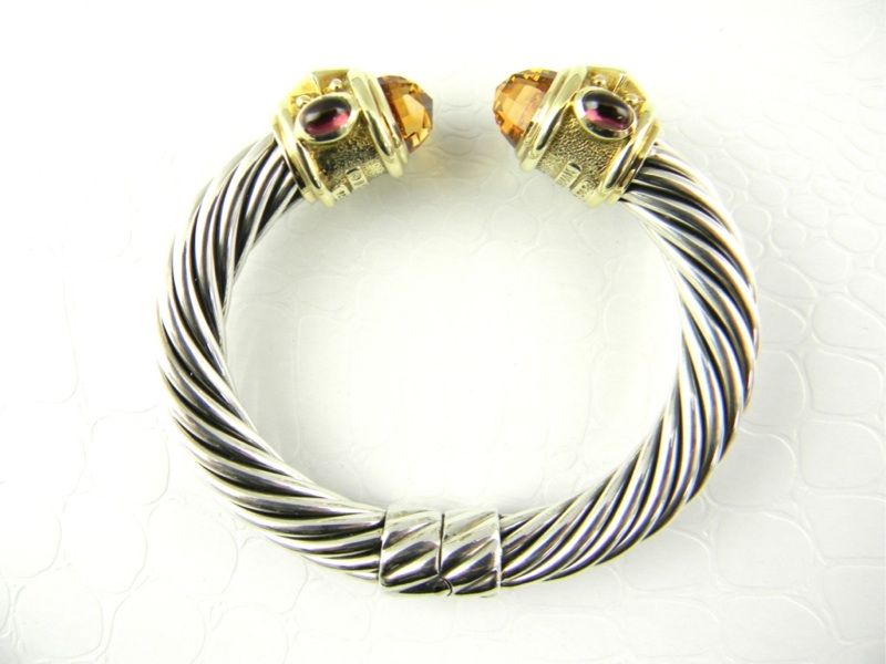 242 DAVID YURMAN Ret$3400 10mm Citrine Renaissance Cable Bracelet 