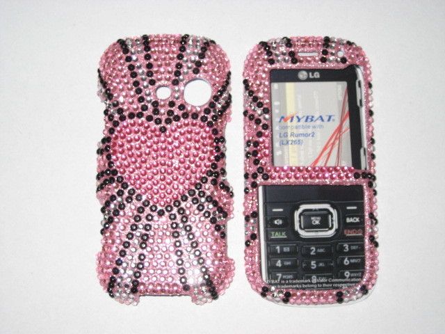 LG LX265 Rumor 2 II   BLING HARD PHONE CASE PINK HEART  