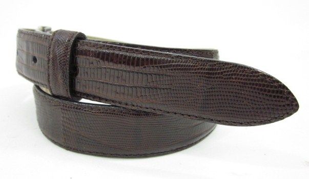 ROBERT LEE MORRIS Dark Brown Lizard Skin Belt Sz M  