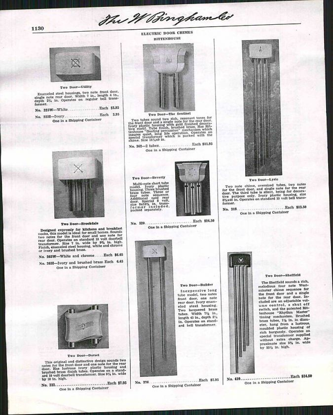 1950 ad Rittenhouse Electric Door Chime Bell Store Display Boards 2 