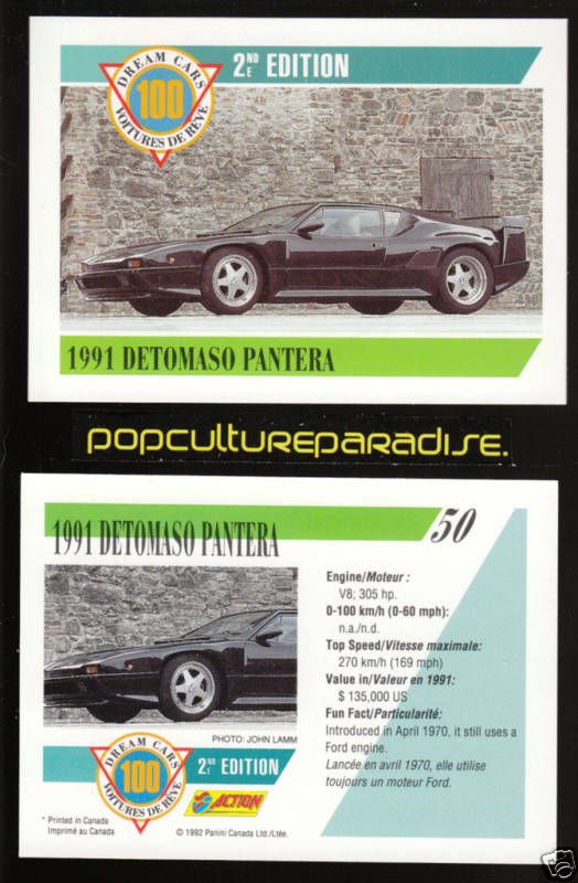 1991 DETOMASO PANTERA Ford Motor 1992 Dream Cars CARD  