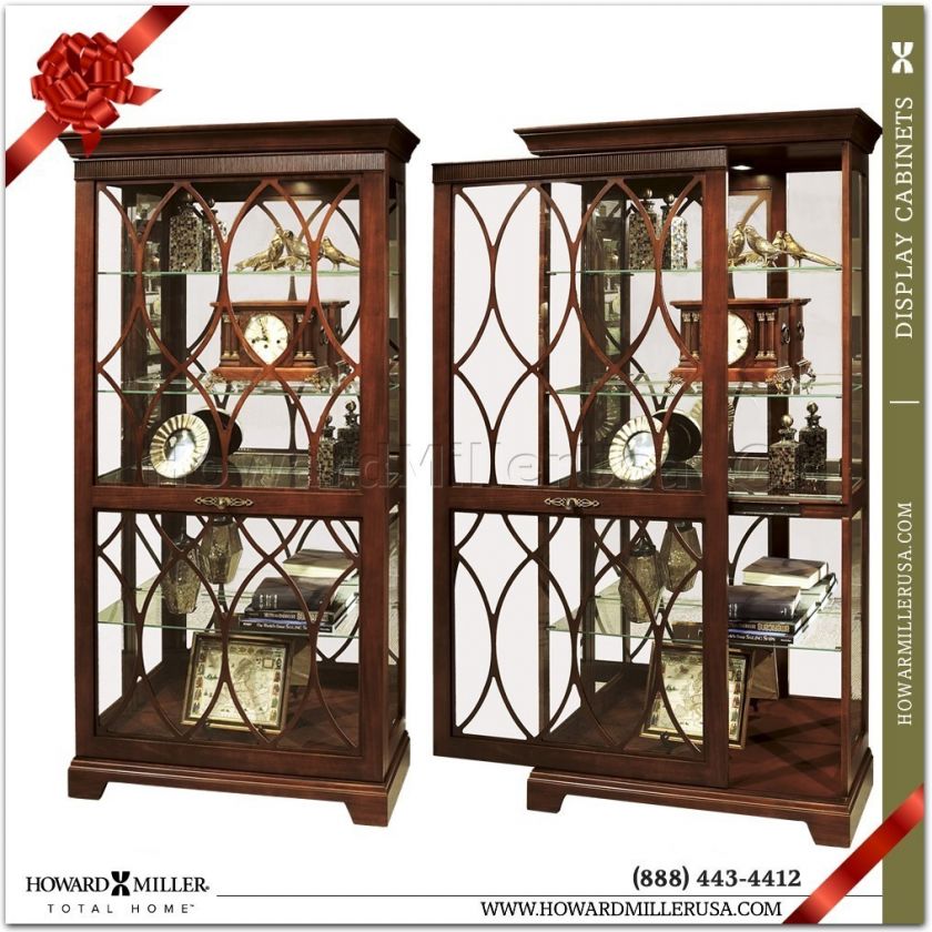   cherry modern Curio Display Cabinet,back mirror  Richland  